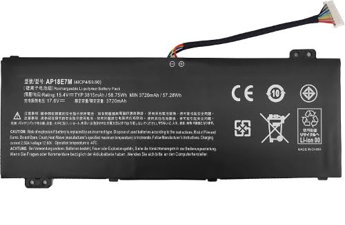 4ICP4/69/90, AP18E7M ersatz Laptop Akku fuer Acer Aspire AN517-51, Aspire AN517-51-56EU, 15,4v, 3815mah / 58,75wh